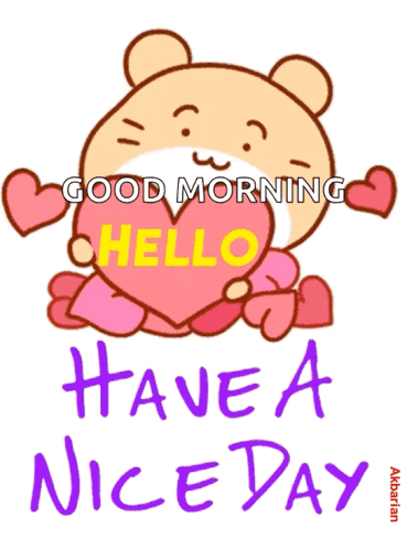 Cartoon Bear Heart Good Morning Have Nice Day