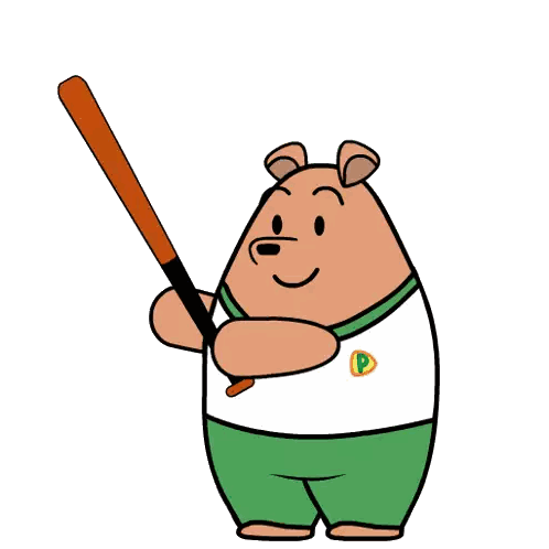 Cartoon Bear Holding Bat and Baseball