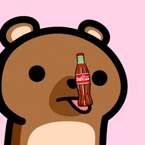 Cartoon Bear Holding Coca Cola Bottle