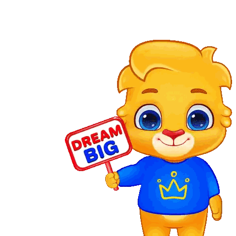 Cartoon Bear Holding Dream Big Sign