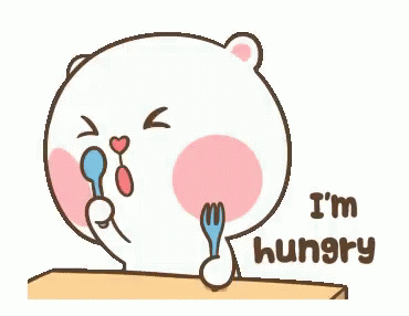 Cartoon Bear Holding Fork and Spoon