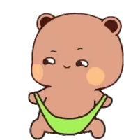 Cartoon Bear Holding Green Sling