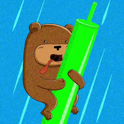 Cartoon Bear Holding Green Tube