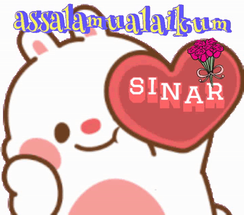 Cartoon Bear Holding Heart Saying Sinar GIF
