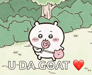 Cartoon Bear Holding Lollipop And Teddy Saying U Da Goat GIF