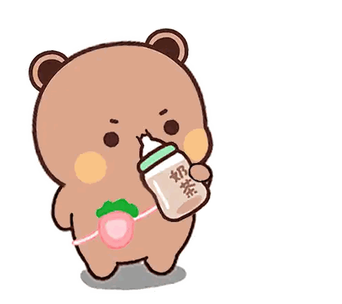 Cartoon Bear Holding Milk Bottle