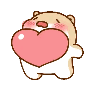 Cartoon Bear Holding Pink Heart