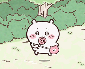 Cartoon Bear Holding Pink Lollipop And Purse GIF
