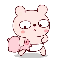 Cartoon Bear Holding Pink Pig