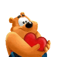 Cartoon Bear Holding Red Heart