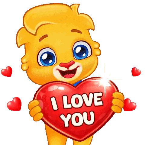 Cartoon Bear Holding Red Heart I Love You