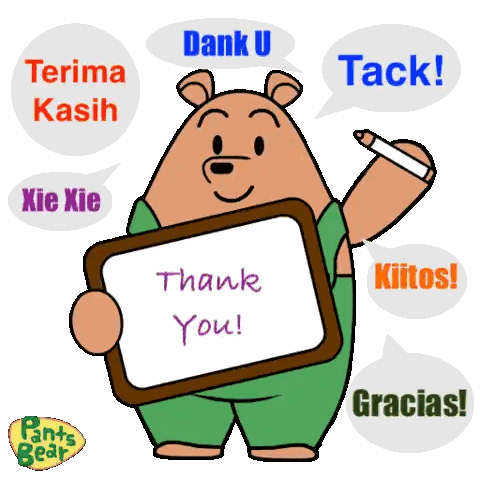 Cartoon Bear Holding Thank You Sign