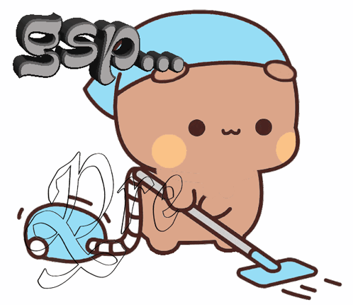 Cartoon Bear Holding Vacuum Cleaner With Ssp