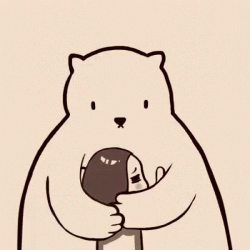 Cartoon Bear Hugging Man
