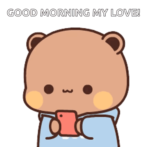 Cartoon Bear in Blue Shirt Bubu Holding Rice