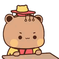 Cartoon Bear in Hat and Robe Sitting