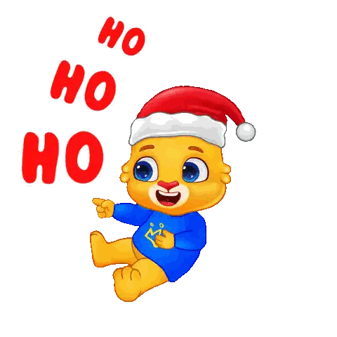 Cartoon Bear in Santa Hat Pointing at Ho