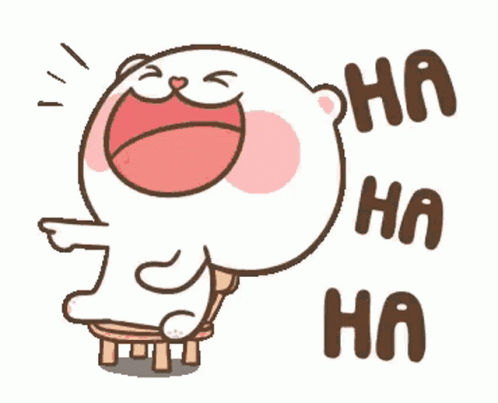 Cartoon Bear Laughing On Stool