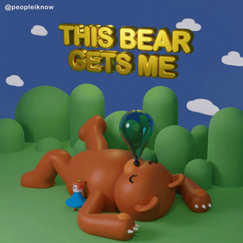 Cartoon Bear Laying Down With Balloon GIF