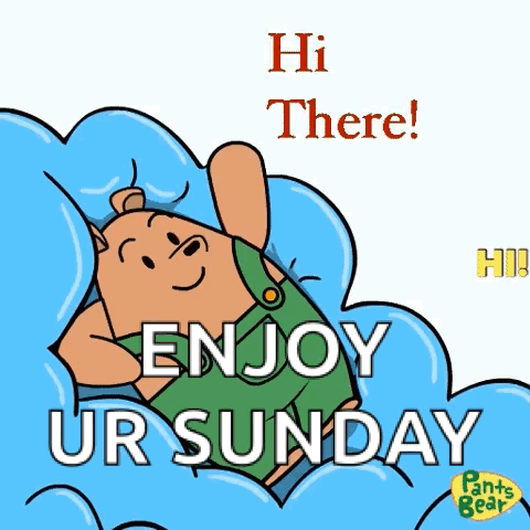 Cartoon Bear Lying in Clouds Enjoying Sunday
