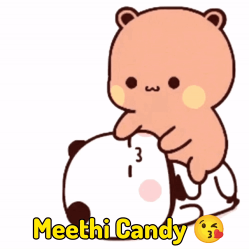 Cartoon Bear Lying on Another With Meethi Candy