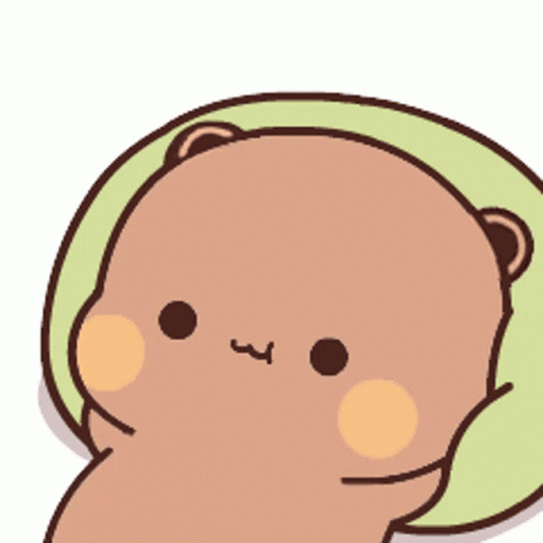 Cartoon Bear Lying On Green Pillow GIF