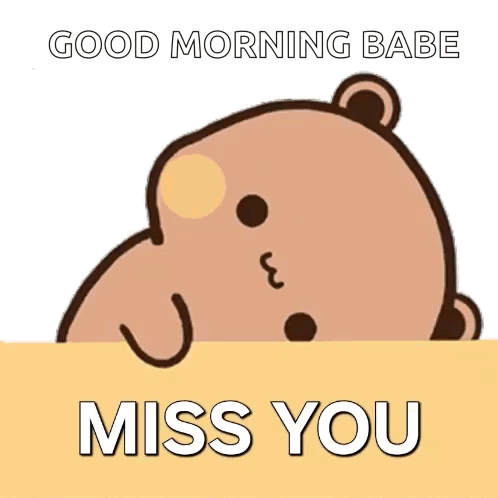 Cartoon Bear Peeking Saying Good Morning Babe Miss You