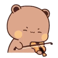 Cartoon Bear Playing Violin