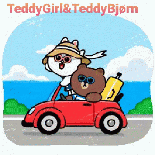 Cartoon Bear Road And Food Trip GIF