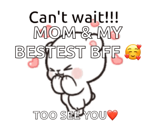 Cartoon Bear Saying Can't Wait to See Mom and Best Friend