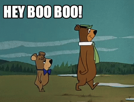 Cartoon Bear Saying Hey Boo Boo With Another Bear GIF