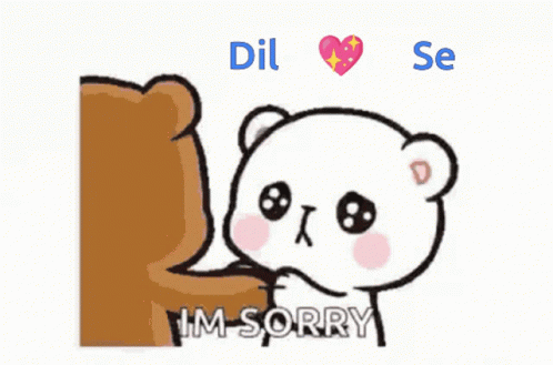 Cartoon Bear Saying I'm Sorry to Brown Bear