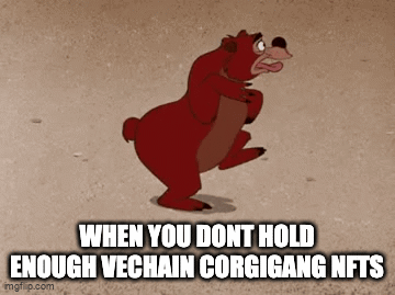 Cartoon Bear Saying When You Don't Hold Enough VeChain NFTs