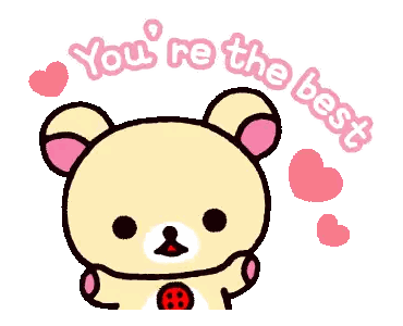 Cartoon Bear Saying You're the Best Surrounded by Pink Hearts