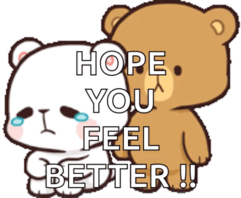 Cartoon Bear Says Hope You Feel Better To Another Bear GIF