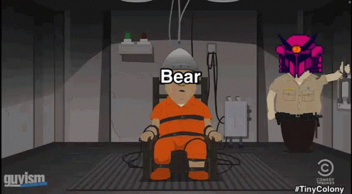 Cartoon Bear Sitting in Chair With Helmet