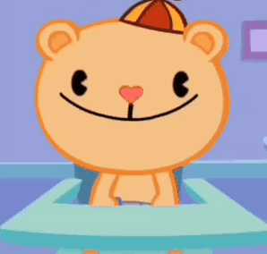 Cartoon Bear Sitting in High Chair with Hat