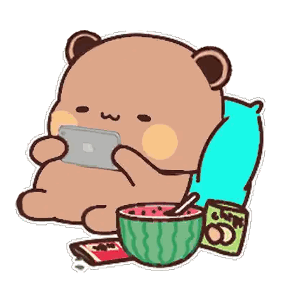 Cartoon Bear Sitting With Watermelon Chips