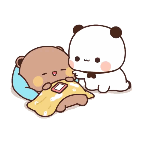 Cartoon Bear Sleeping Next to Panda