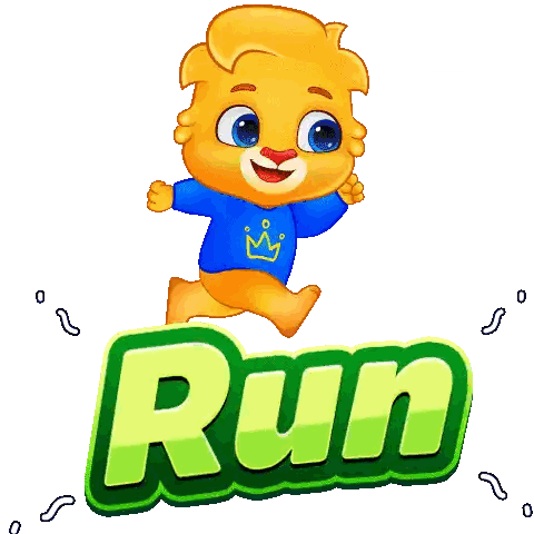 Cartoon Bear Standing on Run Sign
