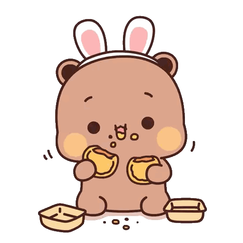 Cartoon Bear Wearing Bunny Ears Eating Cookie