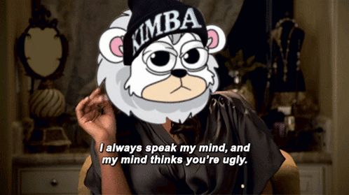 Cartoon Bear Wearing Kimba Hat GIF