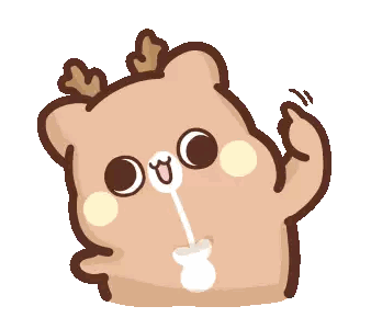 Cartoon Bear with Antlers Holding Stick