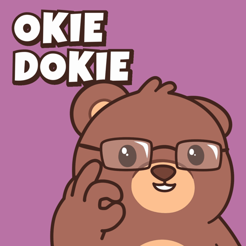 Cartoon Bear With Glasses Okie Dokie