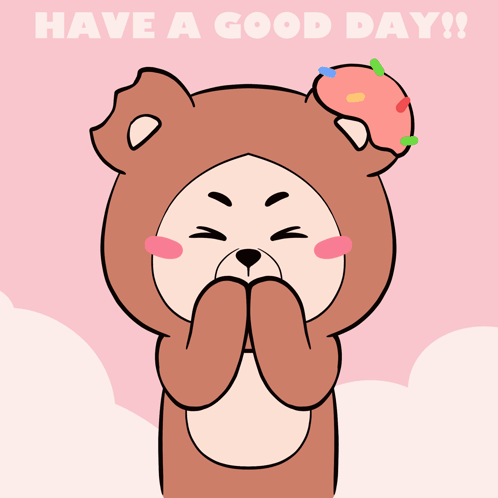 Cartoon Bear With Outstretched Arms Have a Good Day