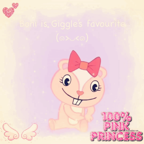 Cartoon Bear With Pink Bow 100% Pink Princess