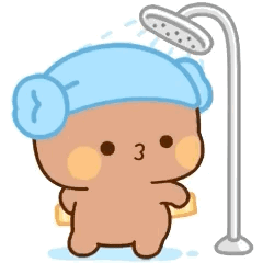 Cartoon Bear with Towel on Head