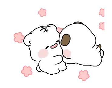 Cartoon Bears Hugging with Pink Flowers