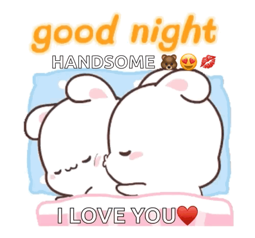 Cartoon Bears Saying Good Night Handsome I Love You GIF