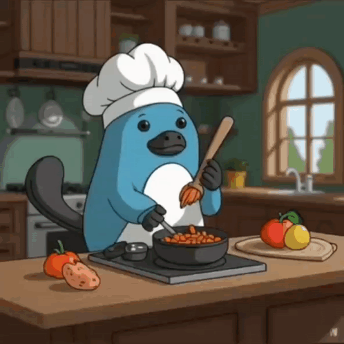 Cartoon Beaver Cooking In Chef Hat And Apron GIF